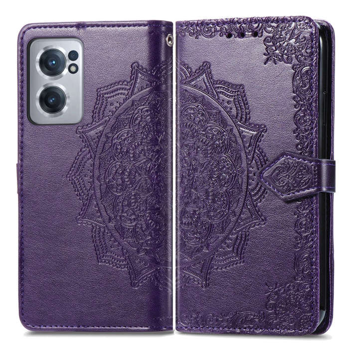 For OnePlus Nord CE 2 5G Mandala Flower Embossed Leather Phone Case(Purple)