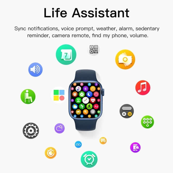 CT7 1.7 inch Color Screen Smart Watch,Support Heart Rate Monitoring/Blood Pressure Monitoring(Black)