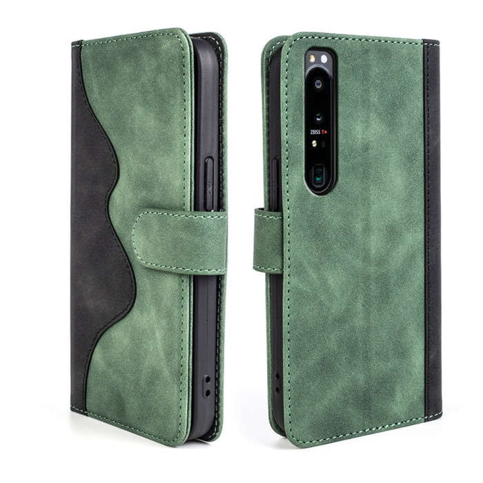 For Sony Xperia 1 IV Stitching Horizontal Flip Leather Phone Case(Green)