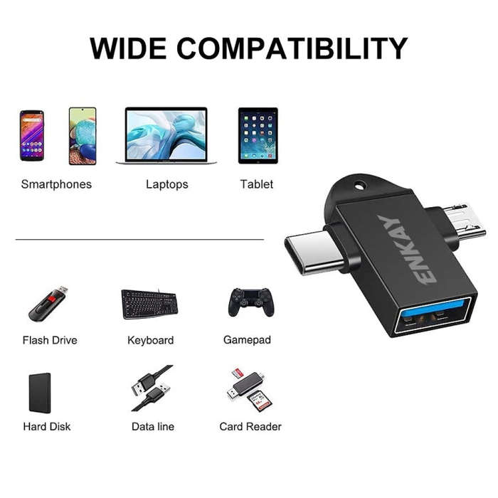ENKAY ENK-AT112 2 in 1 Type-C + Micro USB to USB 3.0 Aluminium Alloy OTG Adapter(Pink)