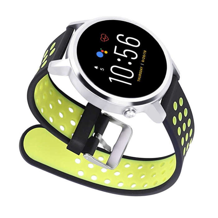 For Fossil Gen 5 Carlyle /Julianna /Garrett /Carlyle HR Dual Color Silicone Watch Band(Yellow)