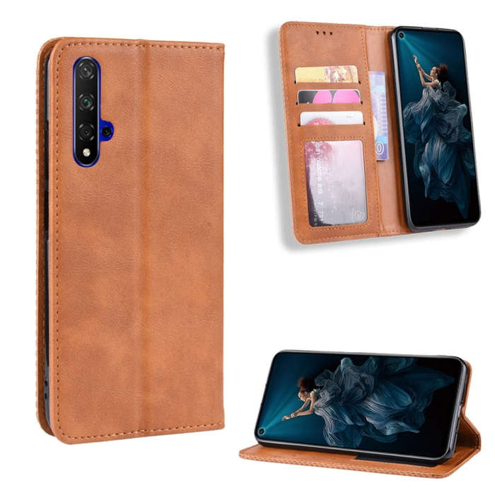 Magnetic Buckle Retro Crazy Horse Texture Horizontal Flip Leather Case for HUAWEI Honor 20 , with...