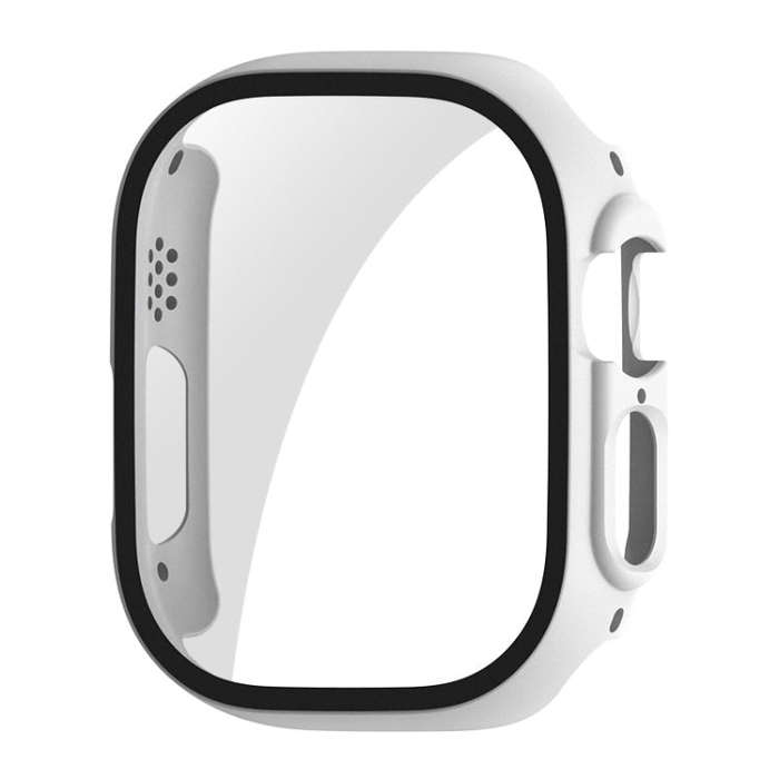For Apple Watch Ultra / Ultra 2 49mm ENKAY PC Frame 9H Tempered Glass Case(White)