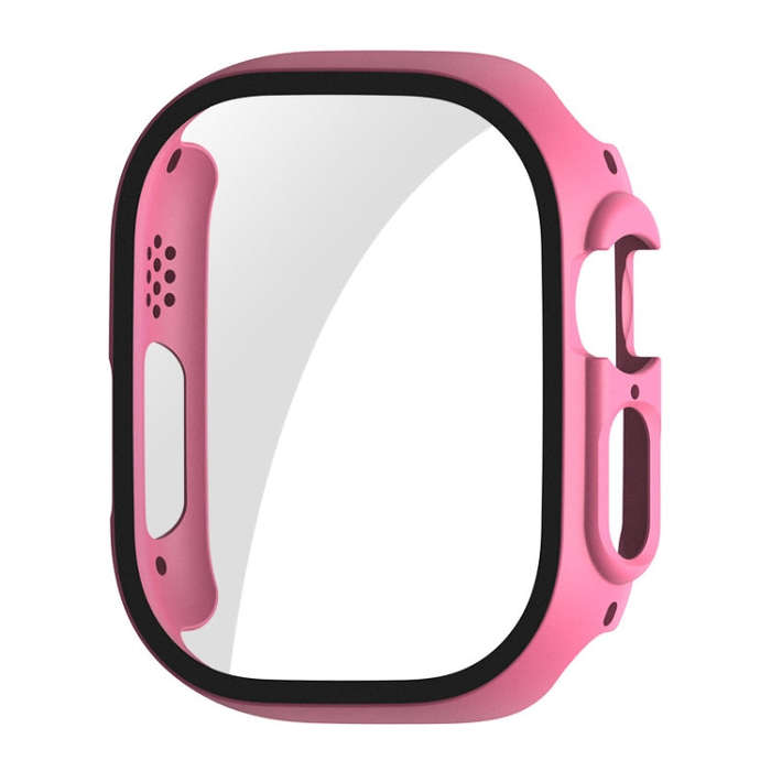 For Apple Watch Ultra / Ultra 2 49mm ENKAY PC Frame 9H Tempered Glass Case(Pink)