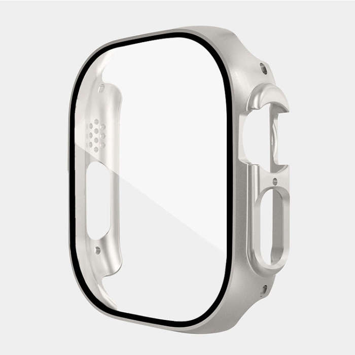 For Apple Watch Ultra / Ultra 2 49mm ENKAY PC Frame 9H Tempered Glass Case(Starlight Silver)