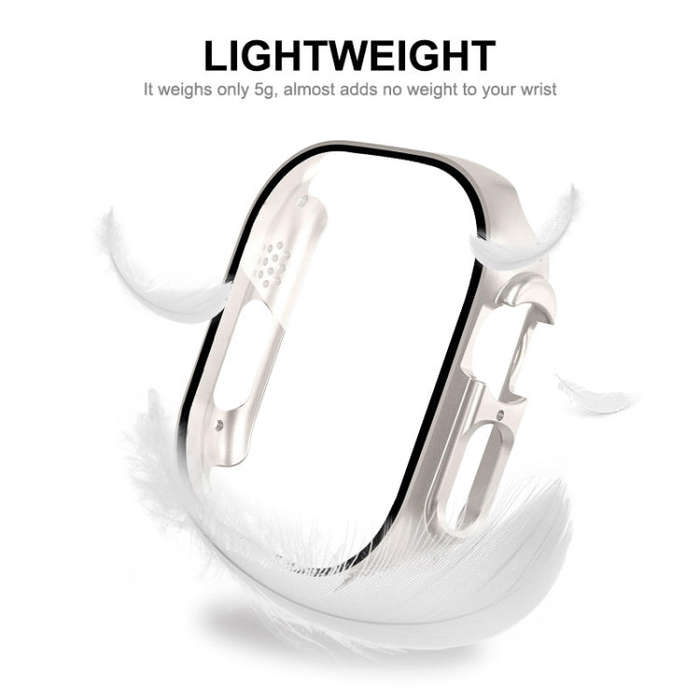 For Apple Watch Ultra / Ultra 2 49mm ENKAY PC Frame 9H Tempered Glass Case(Starlight Silver)