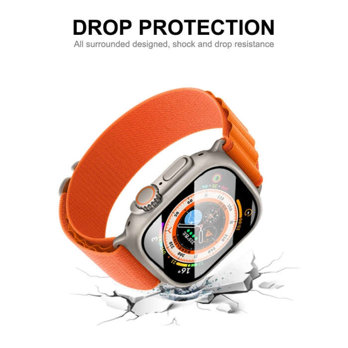For Apple Watch Ultra / Ultra 2 49mm ENKAY PC Frame 9H Tempered Glass Case(White)