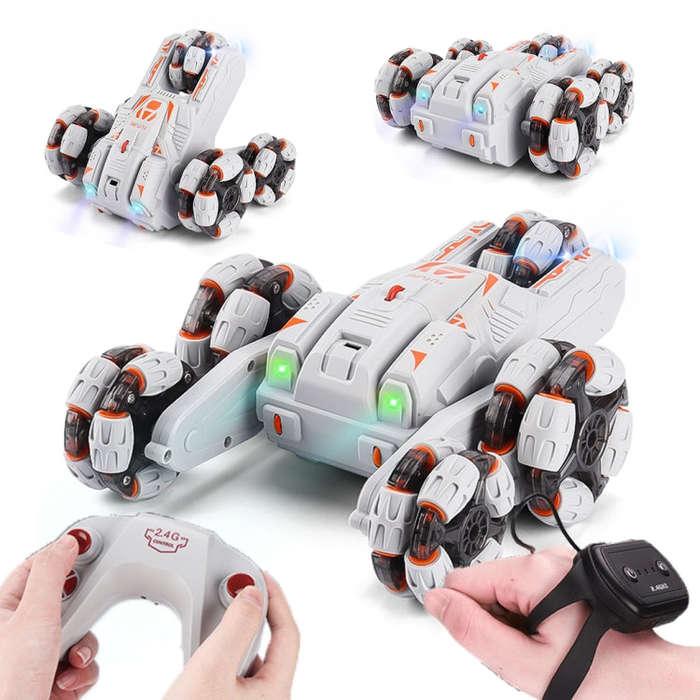 MoFun Five-wheeled Stunt Car 360-degree Swing Arm 2.4G Multifunctional RC Car, specifications:Dou...