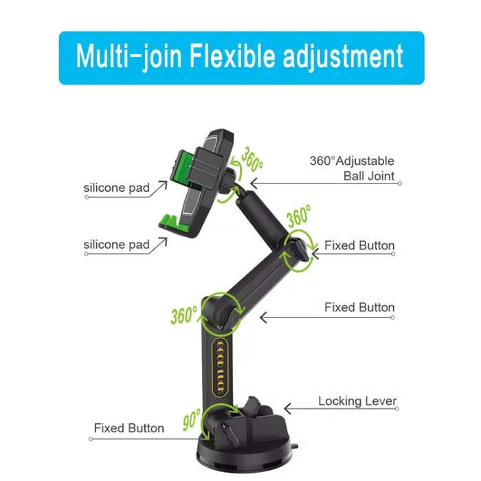 D001 Mount For Truck Excavator Forklift Long Arm Sturdy Cell Phone Holder