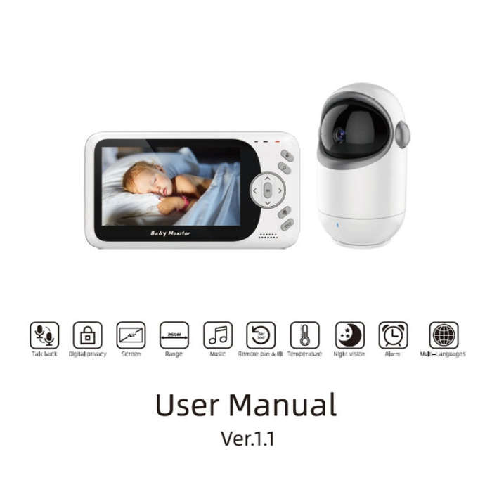 VB801 4.3 inch Night Vision Camera Baby Monitor, Wireless Intercom Audio Video Camera, Temperatur...