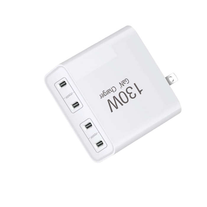 GaN130W 4-Port USB-C PD65W / PD30W Multi Port Type-C Charger for Notebook Series, US Plug