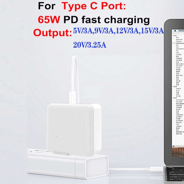 GaN130W 4-Port USB-C PD65W / PD30W Multi Port Type-C Charger for Notebook Series, US Plug