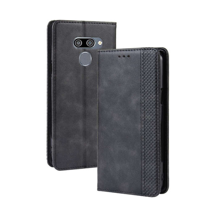 Magnetic Buckle Retro Crazy Horse Texture Horizontal Flip Leather Case for LG K50 /LG Q60 , with ...