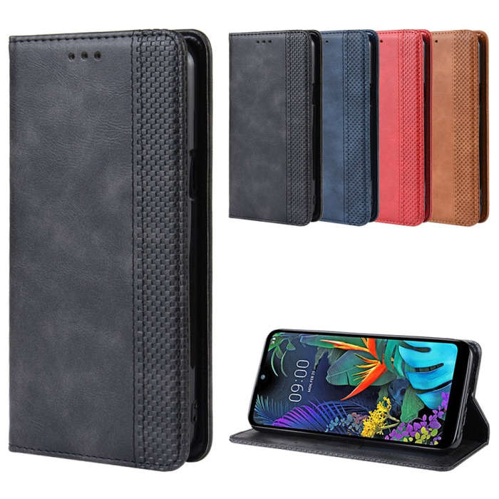 Magnetic Buckle Retro Crazy Horse Texture Horizontal Flip Leather Case for LG K50 /LG Q60 , with ...