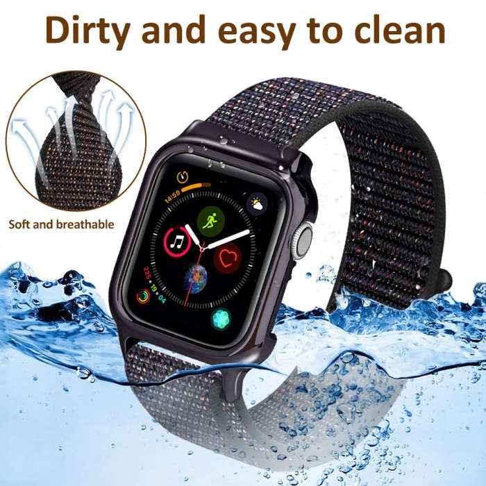 Simple Fashion Nylon Watch Band with Frame for Apple Watch Series 5 & 4 40mm(Indigo)
