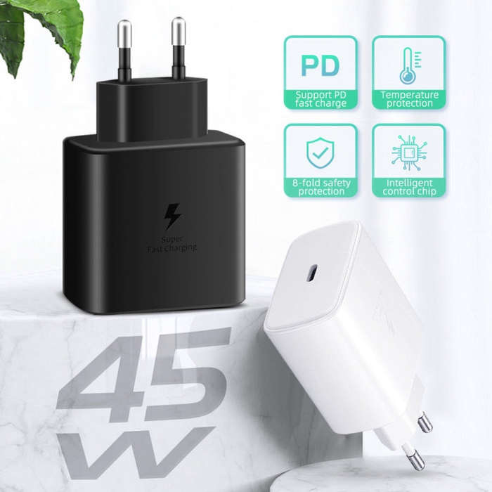 M135 45W USB-C / Type-C Port Fast Charger with 5A Type-C to Type-C Cable, US Plug(Black)