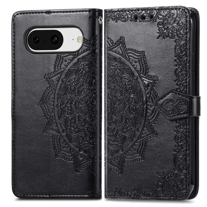 For Google Pixel 8 Mandala Flower Embossed Leather Phone Case(Black)