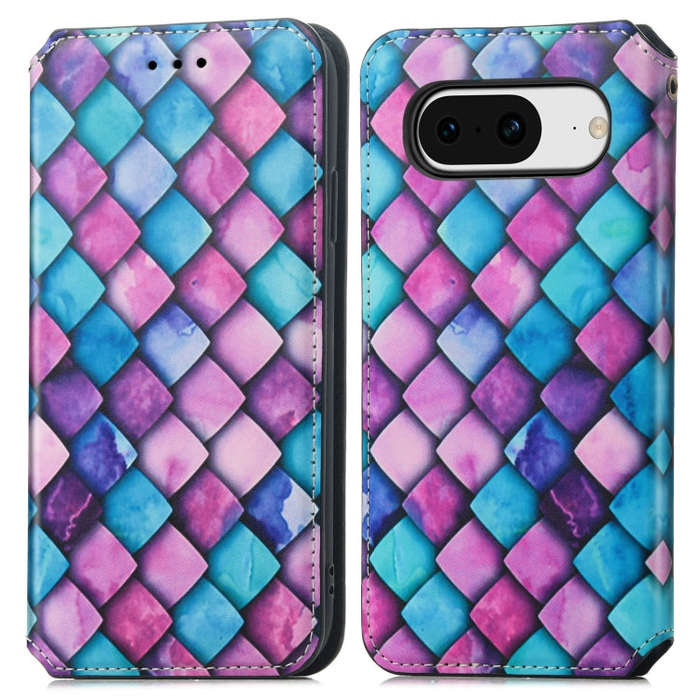 For Google Pixel 8 CaseNeo Colorful Magnetic RFID Anti-theft Leather Phone Case(Purple)