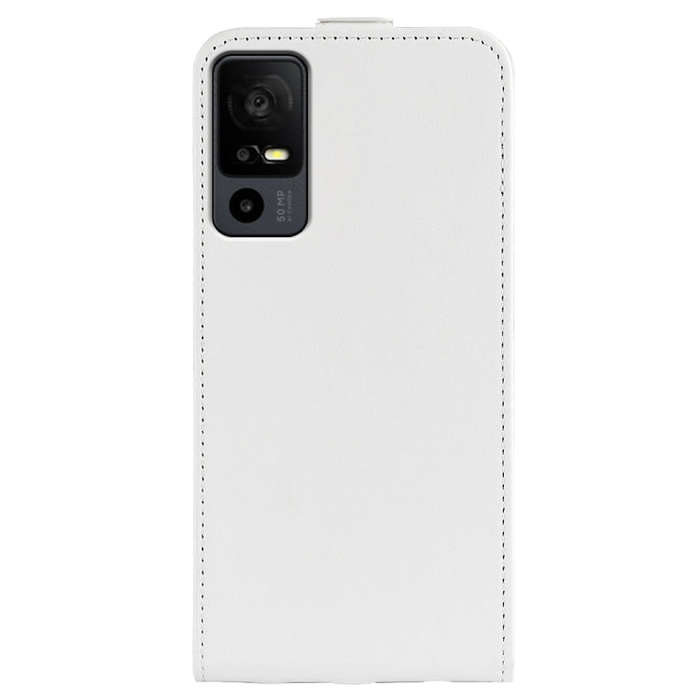 For TCL 40R R64 Texture Vertical Flip Leather Phone Case(White)