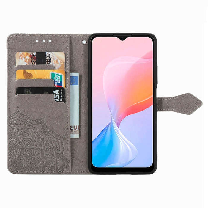For Blackview A85 Mandala Flower Embossed Leather Phone Case(Gray)