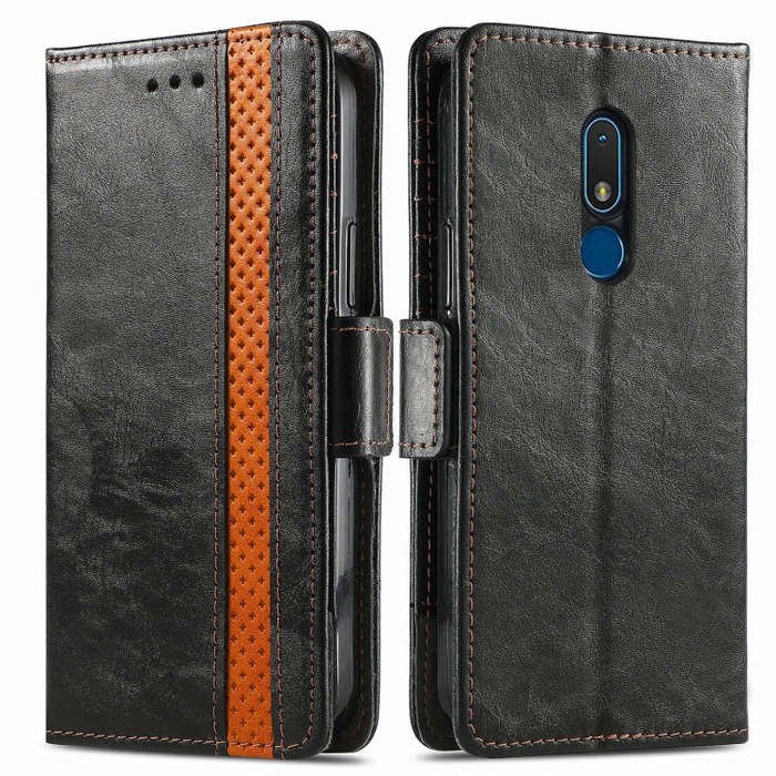 For Nokia C3 CaseNeo Splicing Dual Magnetic Buckle Leather Phone Case(Black)