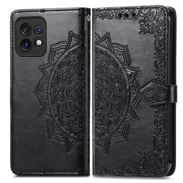For Motorola Moto X40 Mandala Flower Embossed Leather Phone Case(Black)