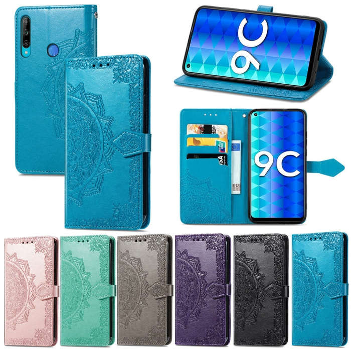 For Honor 9C Mandala Flower Embossed Leather Phone Case(Rose Gold)