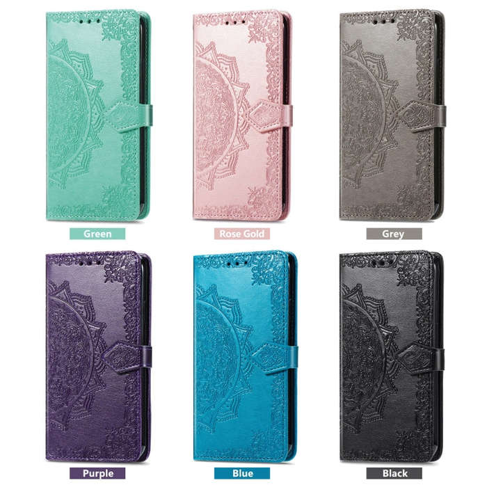 For Honor 9C Mandala Flower Embossed Leather Phone Case(Rose Gold)
