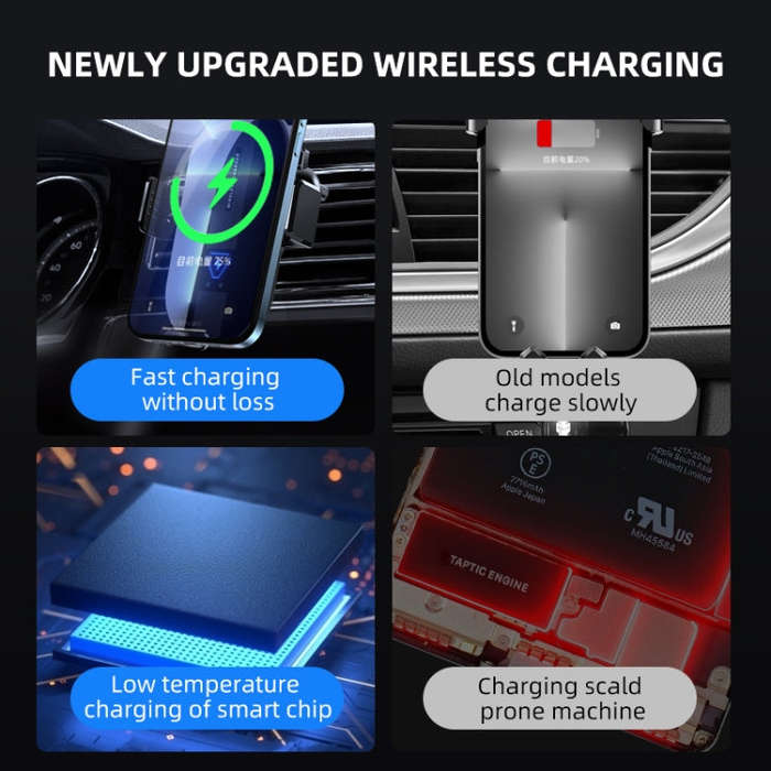 A9 Car 15W Fast Charging Magnetic Auto Sensitive QI Wireless Charger