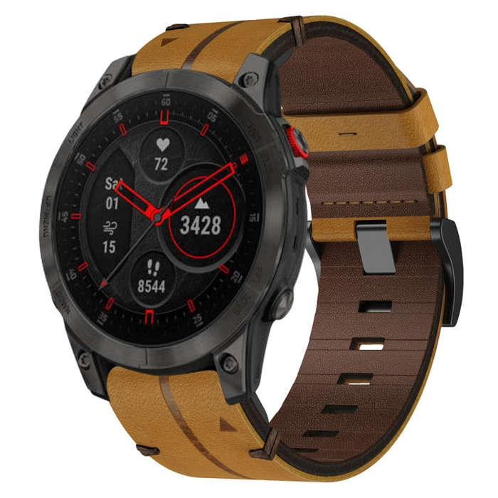 For Garmin EPIX Gen 2 Leather Textured 22mm Watch Band(Brown)