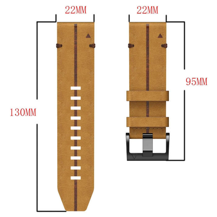 For Garmin Fenix 7 Solar Leather Textured 22mm Watch Band(Brown)
