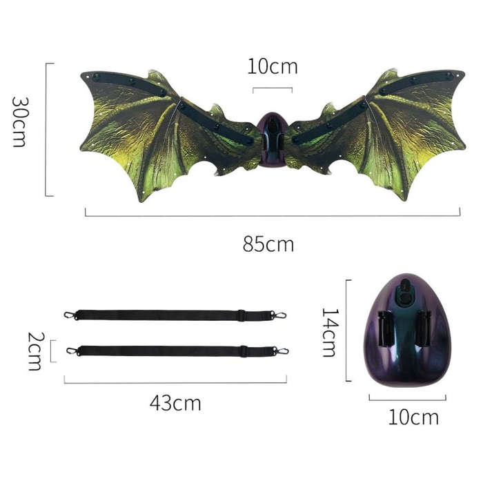Rockwoo R02 Electric Dinosaur Wings with Lighting and Music(Green)