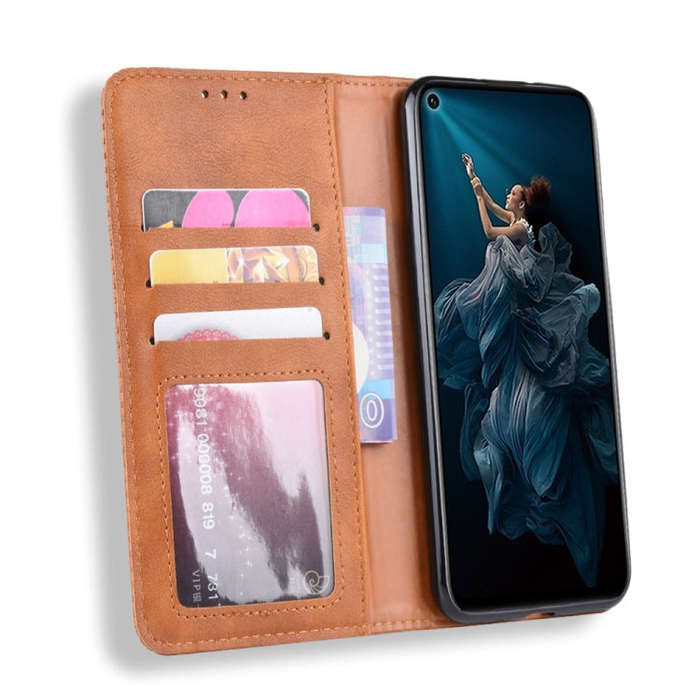 Magnetic Buckle Retro Crazy Horse Texture Horizontal Flip Leather Case for HUAWEI Honor 20pro , w...