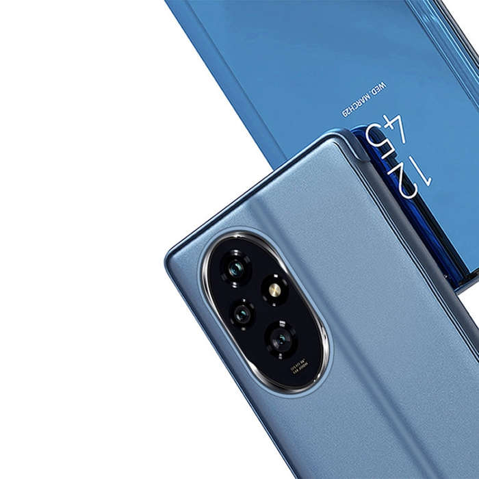 For Honor 200 Plated Mirror Horizontal Flip Leather Phone Case with Holder(Blue)