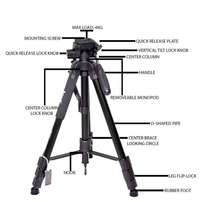 JMARY KP2264 Portable Detachable Tripod Mobile Phone SLR Camera Aluminium Alloy Stand(Red)