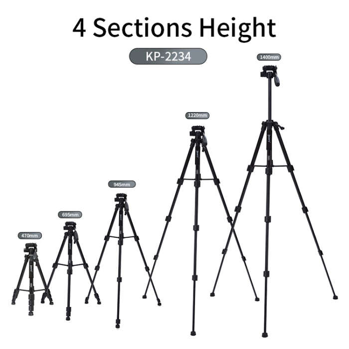 JMARY KP2234 Telescopic Aluminum Alloy SLR Camera Phone Live Streaming  Photography Tripod(Red)