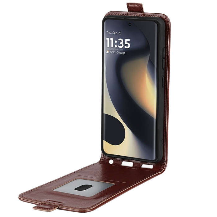 For Motorola Edge 5G 2024 R64 Texture Single Vertical Flip Leather Phone Case(Brown)