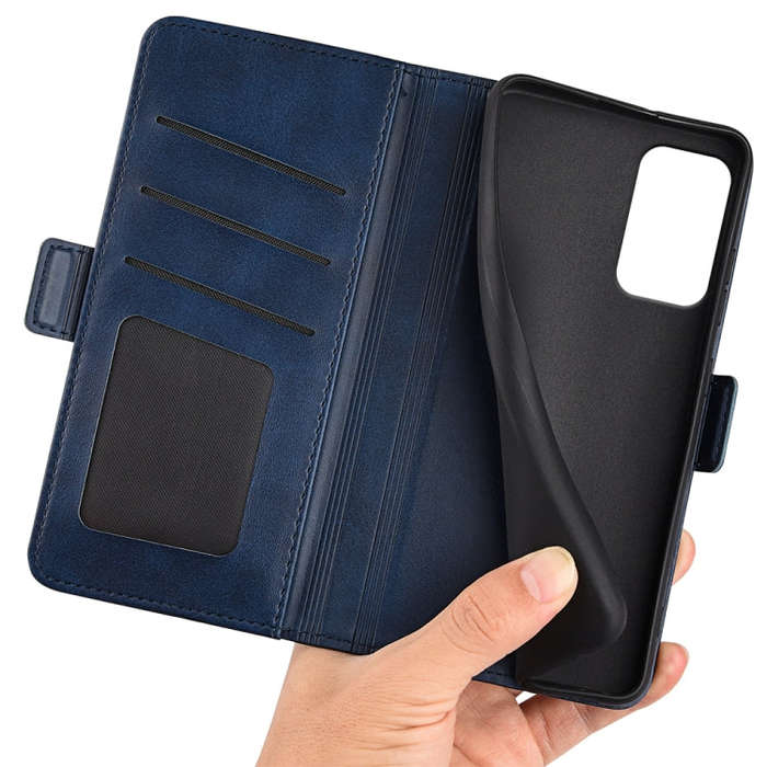 For Motorola Moto G24 Power Dual-side Magnetic Buckle Horizontal Flip Leather Phone Case(Dark Blue)