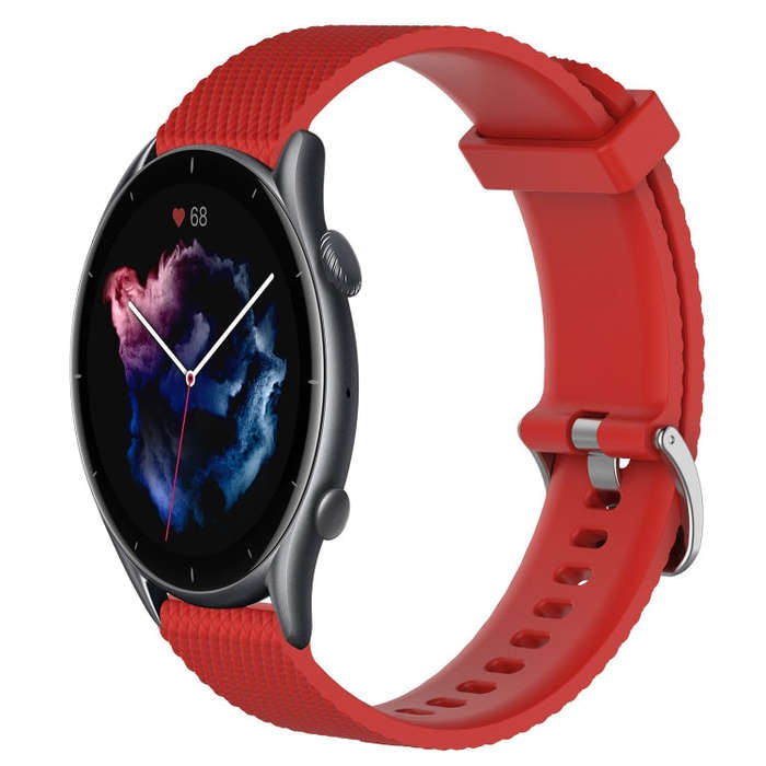 For Amazfit GTR 3 22mm Diamond Textured Silicone Watch Band(Red)