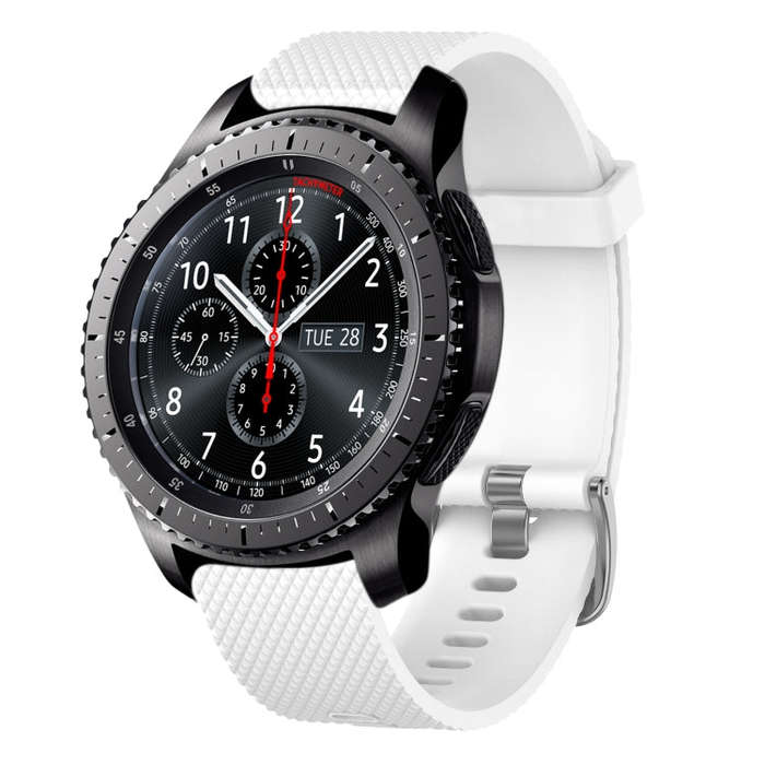 For Samsung Gear S3 Frontier 22mm Diamond Textured Silicone Watch Band(White)