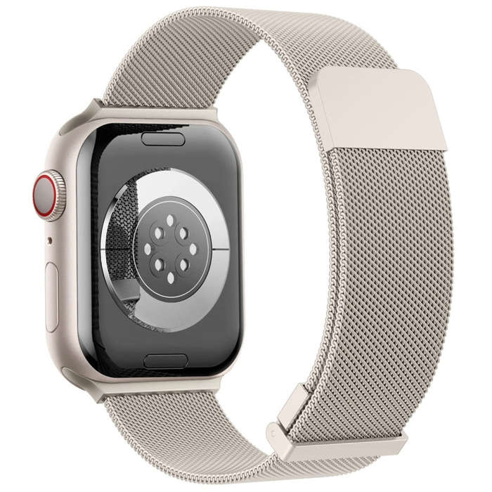 For Apple Watch 2 42mm Milan Double Magnetic Steel Mesh Watch Band(Starlight Color)