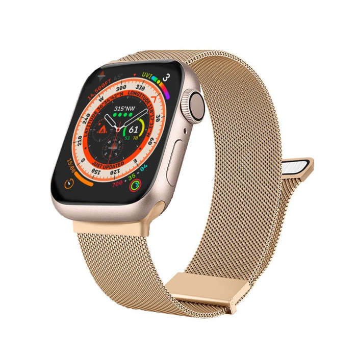For Apple Watch 2 38mm Milan Double Magnetic Steel Mesh Watch Band(Rose Gold)