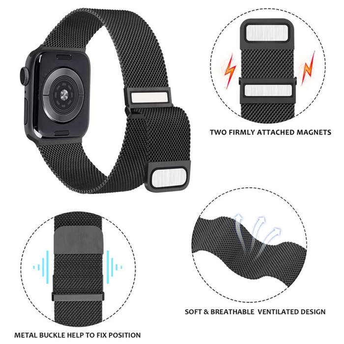 For Apple Watch 2 42mm Milan Double Magnetic Steel Mesh Watch Band(Starlight Color)