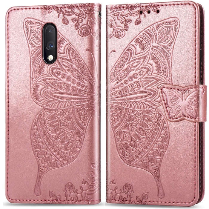 Butterfly Love Flowers Embossing Horizontal Flip Leather Case For One Plus 7  with Holder & Card ...