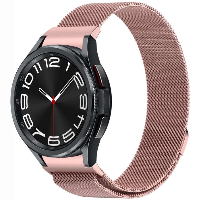 For Samsung Galaxy Watch 6 Classic Button Style Milan Magnetic Metal Watch Band(Pink)