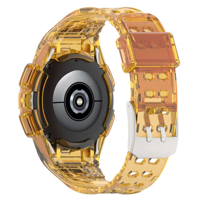For Samsung Galaxy Watch6 44mm TPU Integrated Silicone Watch Band(Transparent Orange)