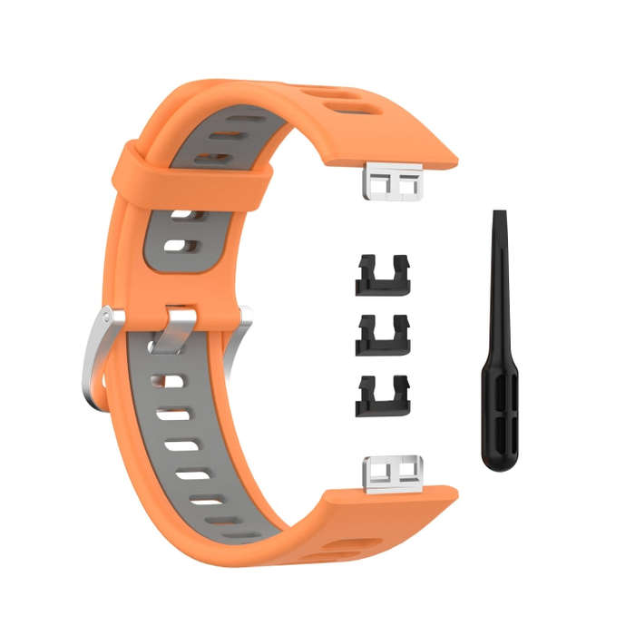 For Huawei Watch Fit Two-Color Silicone Watch Band(Orange+Gray)
