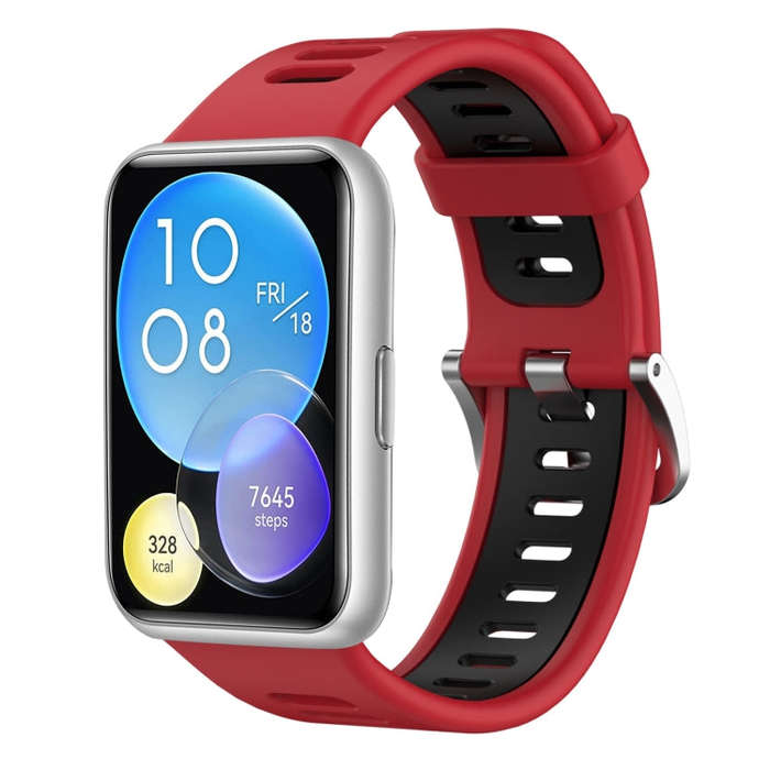 For Huawei Watch Fit Two-Color Silicone Watch Band(Red+Black)