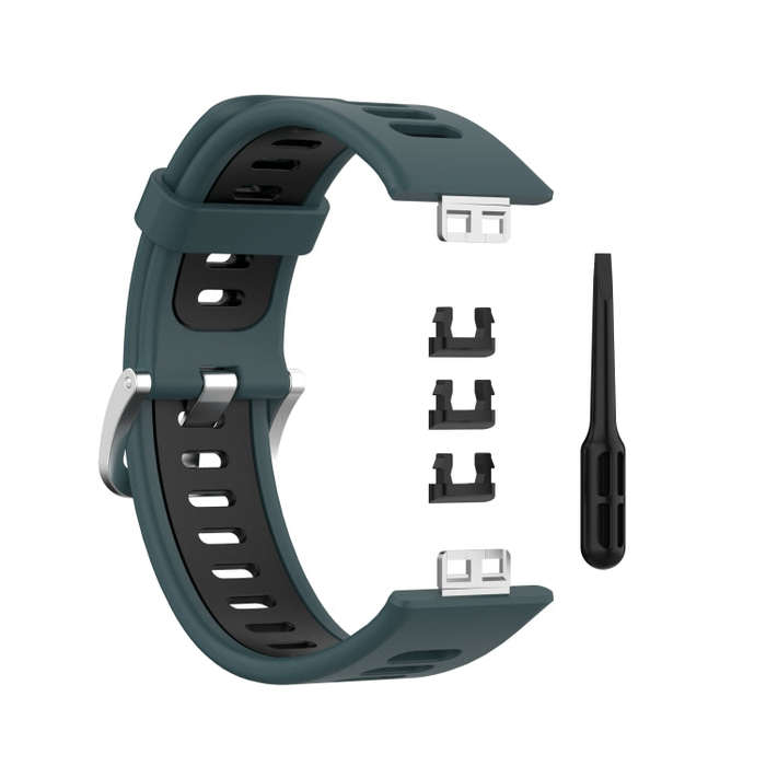 For Huawei Watch Fit New Two-Color Silicone Watch Band(Olive Green+Black)
