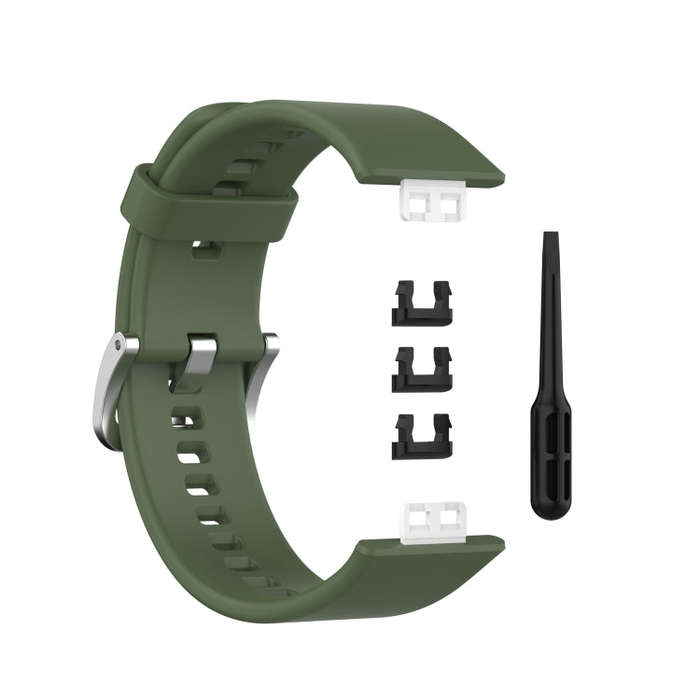 For Huawei Watch Fit New Solid Color Silicone Watch Band(Dark Green)